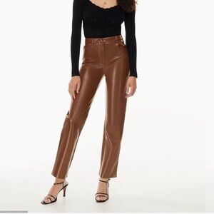 Wilfred Brown Faux Leather Pants